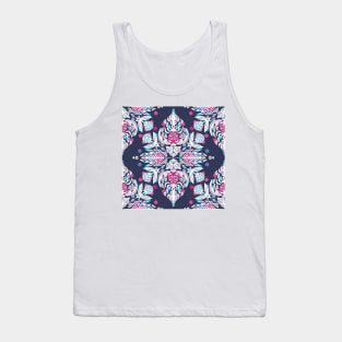 Pastel Folk Art Pattern in soft navy, pink, mauve & white Tank Top